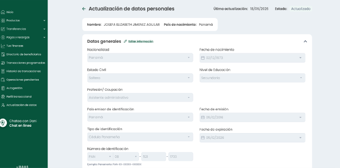 Edita la información que necesites actualizar.