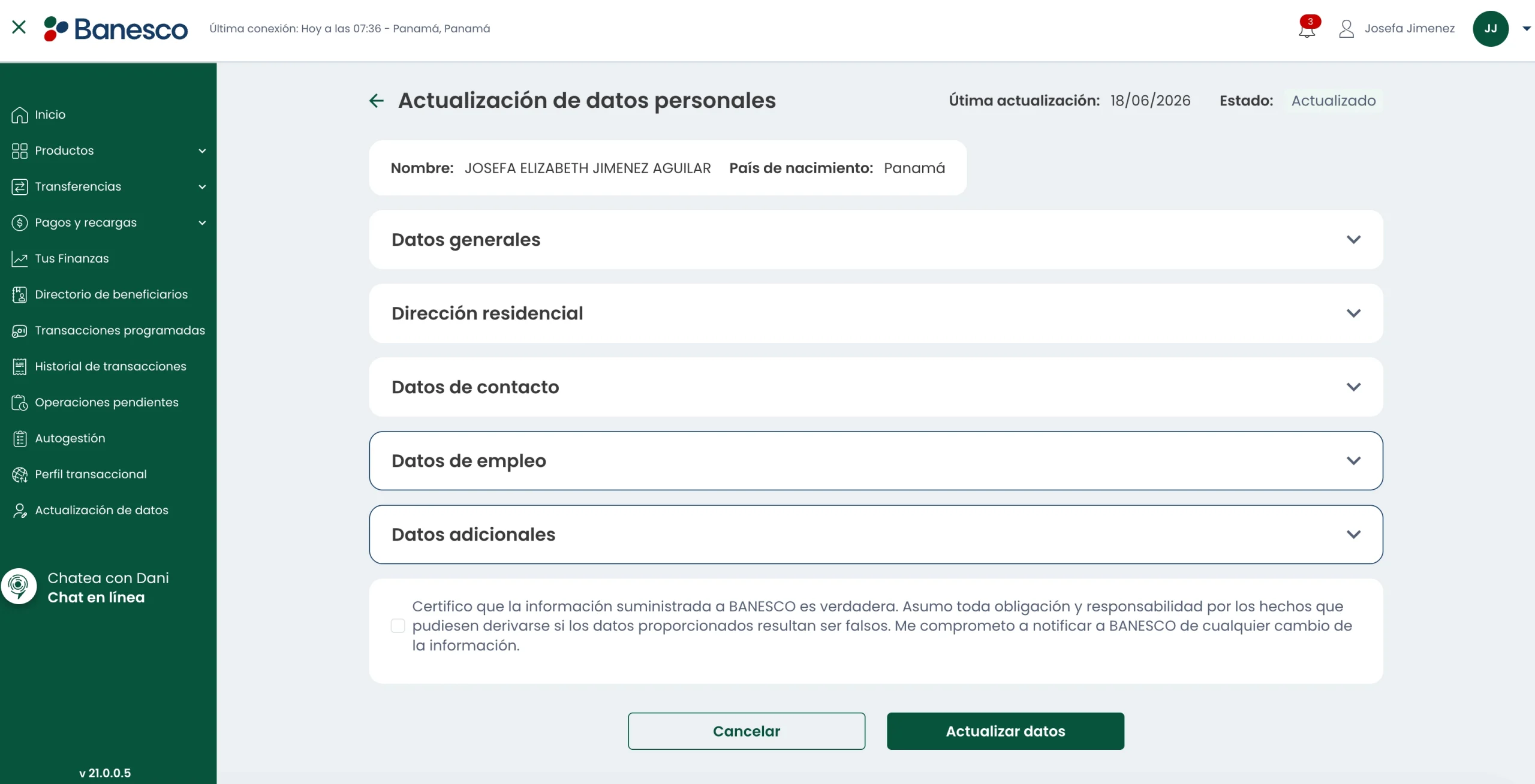 Edita la información que necesites actualizar.