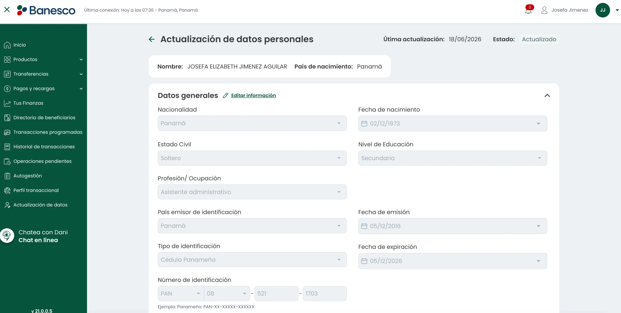 Edita la información que necesites actualizar.
